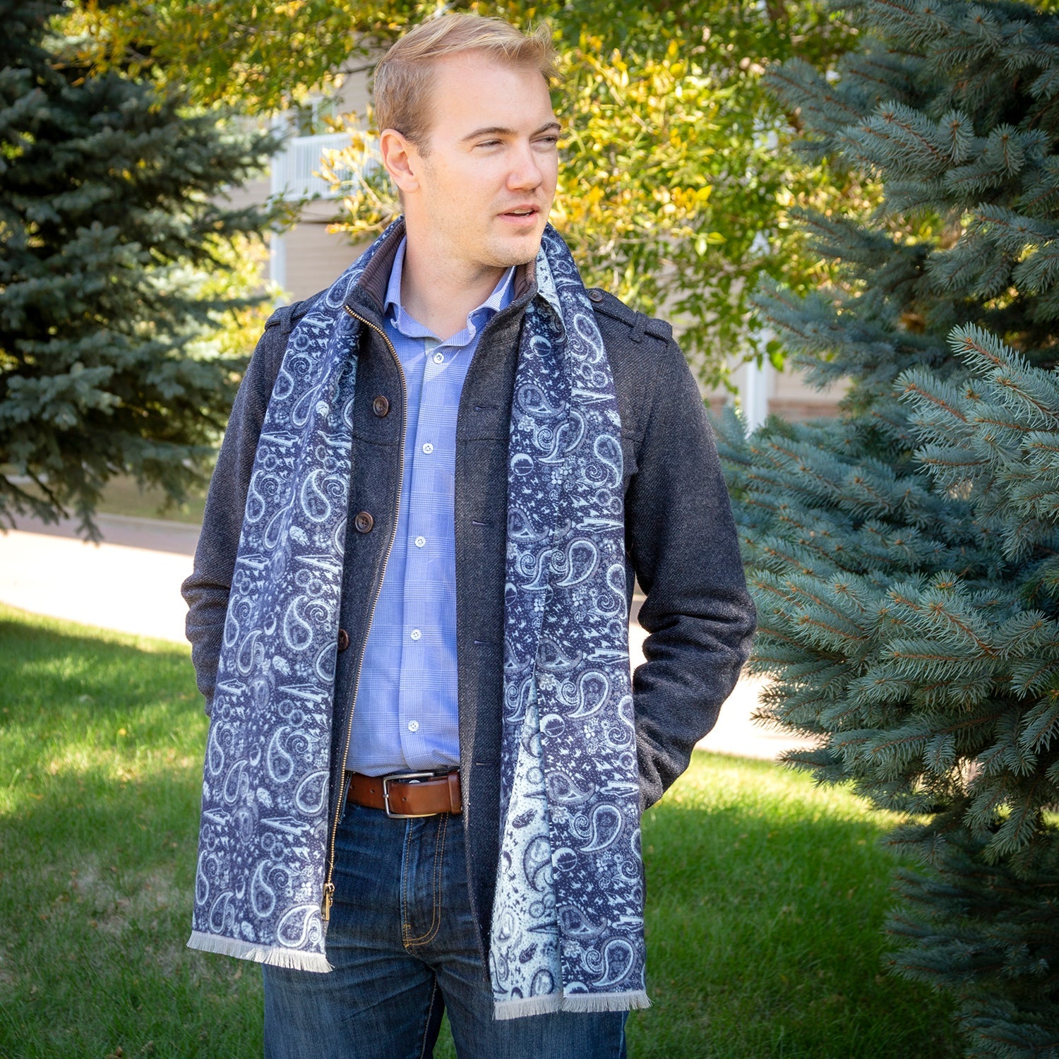 Star Wars Darth Vader Blue and Gray Paisley Scarf by Cufflinks.com