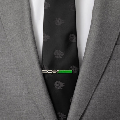 Star Wars Yoda Green and Blue Paisley Tie and LIGHTSABER Tie Clip Gift Set