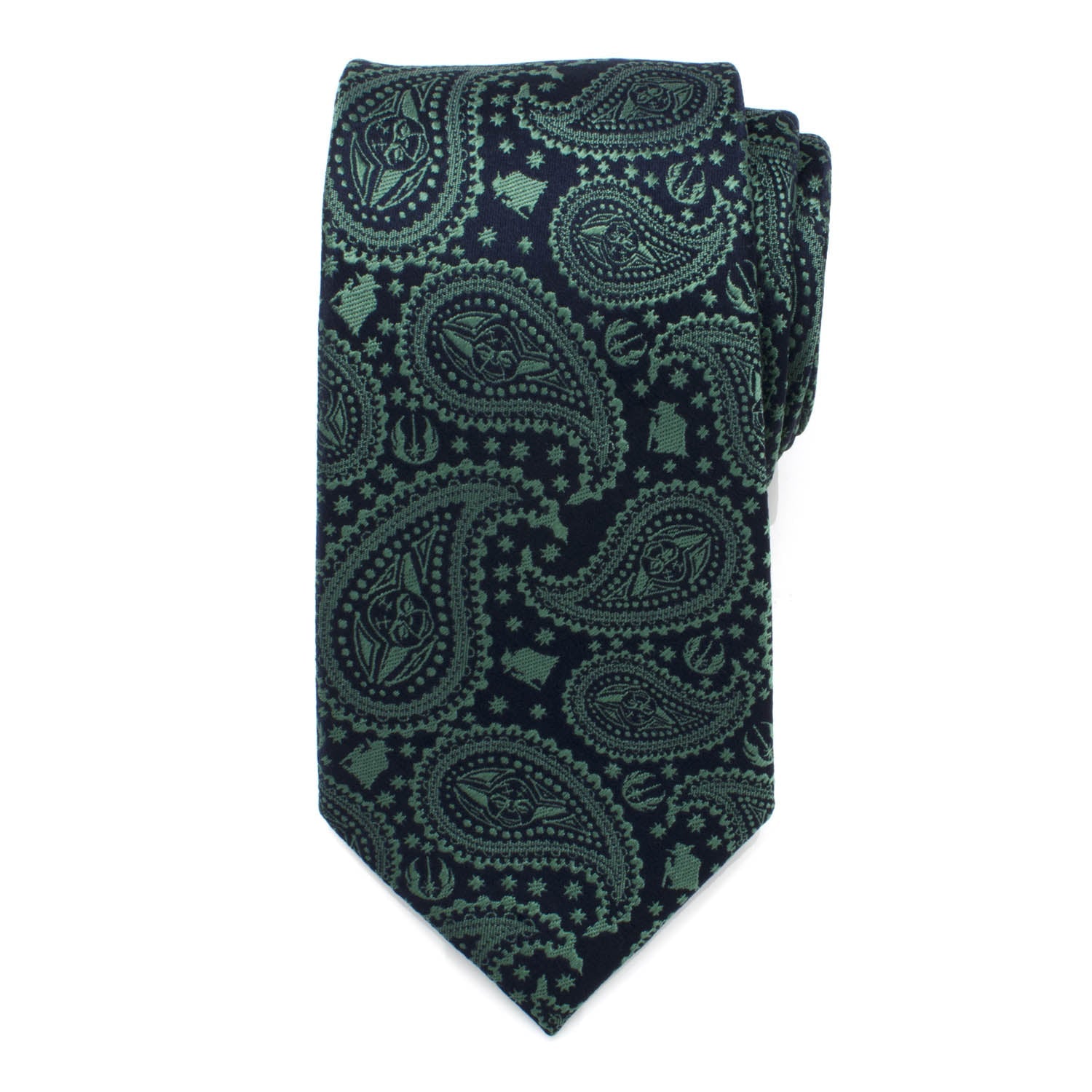 Star Wars Yoda Green and Blue Paisley Tie and LIGHTSABER Tie Clip Gift Set