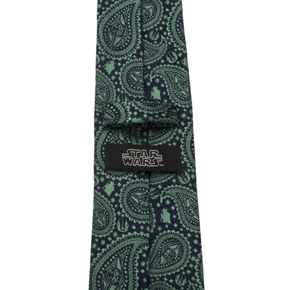 Star Wars Yoda Green and Blue Paisley Tie and LIGHTSABER Tie Clip Gift Set