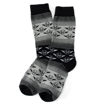 Star Wars Yoda Green, Gray, and Black Ombre Dress Socks and Jedi Crest Lapel Pin Gift Set