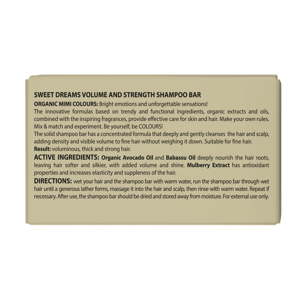 ORGANIC MIMI, SWEET DREAMS VOLUME AND STRENGTH SHAMPOO BAR, 50 g by Damask Rose