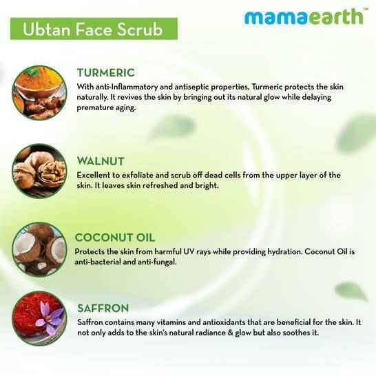 Mamaearth Ubtan Face Scrub with Turmeric &amp; Walnut for Tan Removal