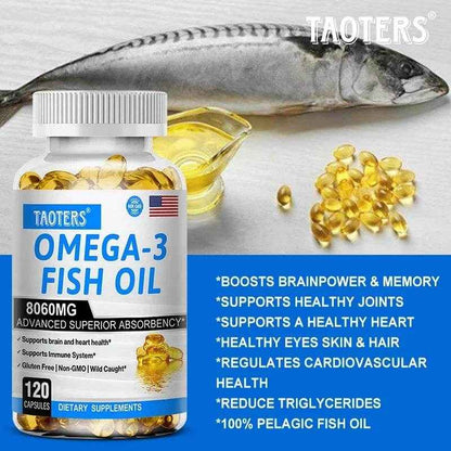 Omega-3 Fish Oil Supplement - Rich in EPA+DHA, Lutein, Supports Heart, Brain &amp; Joint Health, Antioxidant, 120 Capsules