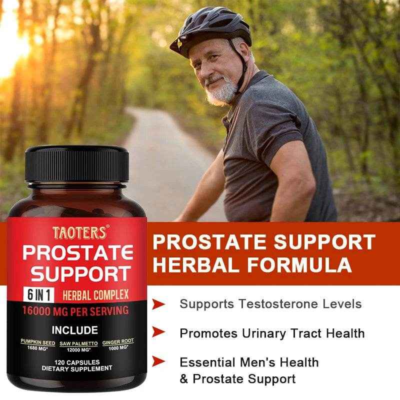 6 in 1 Herbal Capsules 16000mg - Prostate Supplement, Helps with Urinary Tract Control, Relieves Inflammation