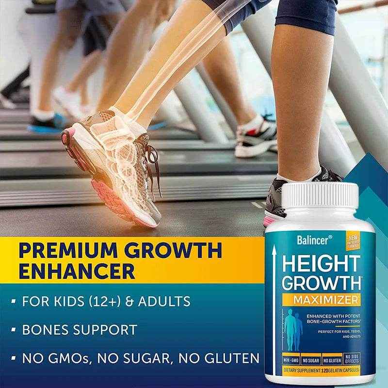 Height Growth Maximizer - Natural Peak Height - Bone Strength Growth Pills with Calcium - No Somatropin, 120 Capsules