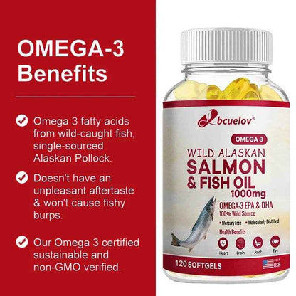 Omega 3 EPA/DHA Fish Oil 1000 mg - Fish Oil Supplement - Supports Heart Health, Pain Relief &amp; Cognitive Function, 120 Capsules