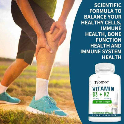 Vitamin D + Vitamin K Supplement, Supports Joint, Bone, Immune &amp; Heart Health, Improves Calcium Absorption, 120 Tablets