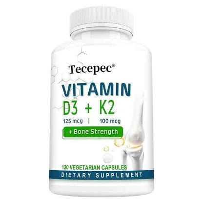 Vitamin D + Vitamin K Supplement, Supports Joint, Bone, Immune &amp; Heart Health, Improves Calcium Absorption, 120 Tablets