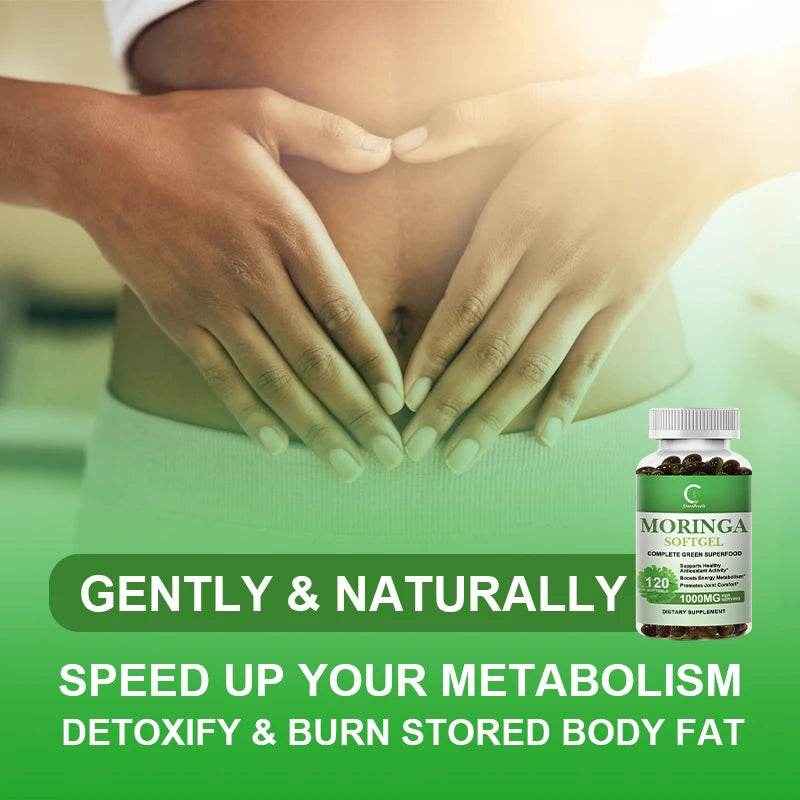 Organic Moringa Leaf Extract 1000mg Serving 100% Pure 120 Caps Immune Support , Strong Antioxidant, Digestive &amp; Gut Health