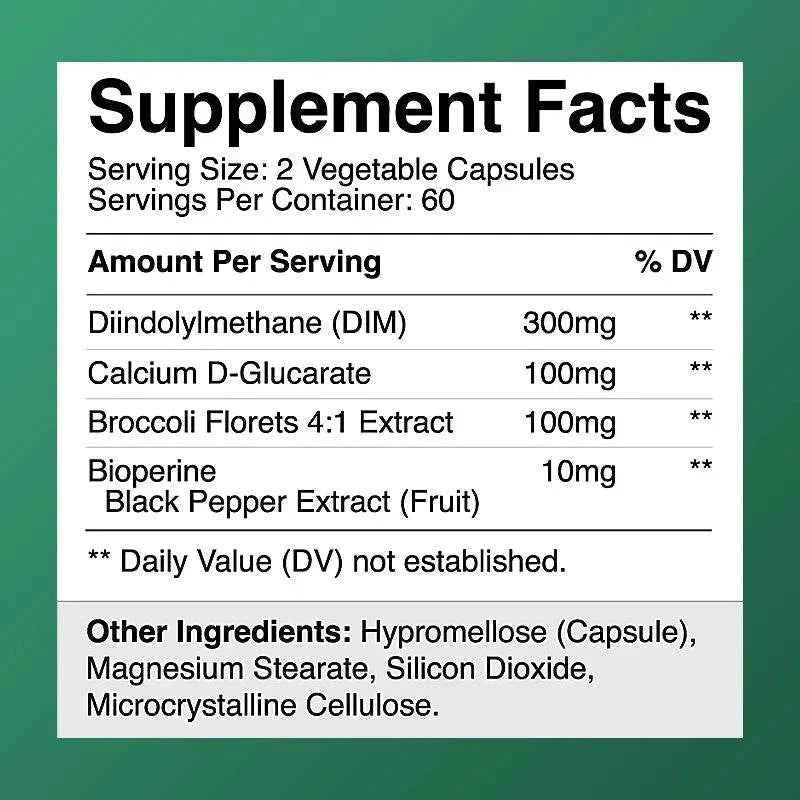 DIM Complex, Black Pepper Extract, Prostate Health Support, Balances Male and Female Hormone Levels, 120 Capsules