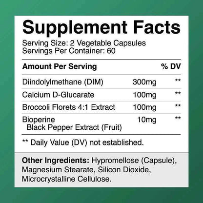 DIM Complex, Black Pepper Extract, Prostate Health Support, Balances Male and Female Hormone Levels, 120 Capsules