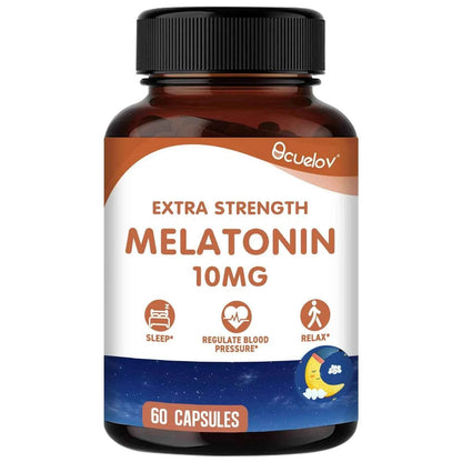 Sleep Melatonin 10 Mg Capsules, Adult Nighttime Sleep Supplement, Helps You Fall Asleep Faster and Deeper, 60 Vegan Capsules