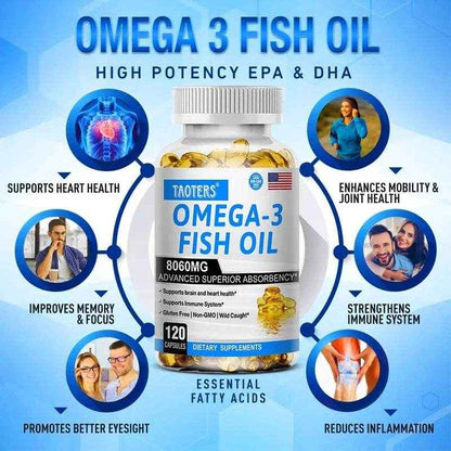Omega-3 Fish Oil Supplement - Rich in EPA+DHA, Lutein, Supports Heart, Brain &amp; Joint Health, Antioxidant, 120 Capsules