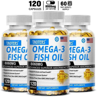 Omega-3 Fish Oil Supplement - Rich in EPA+DHA, Lutein, Supports Heart, Brain & Joint Health, Antioxidant, 120 Capsules