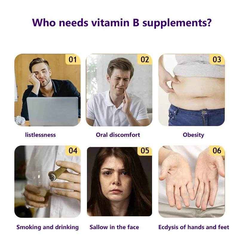 Mulittea Vitamin B Complex Capsules Help Relieve Fatigue Improve Digestion Reduce Stress Better Mood Support Immune Supplement