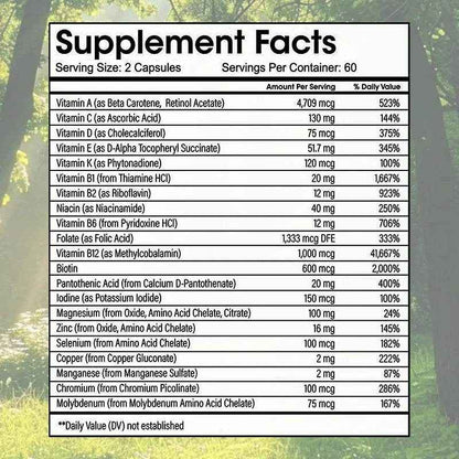 Multivitamin with Iron - Weight Management Supplement, Fat Burning &amp; Metabolism, Vitamin &amp; Mineral Supplement, 120 Capsules