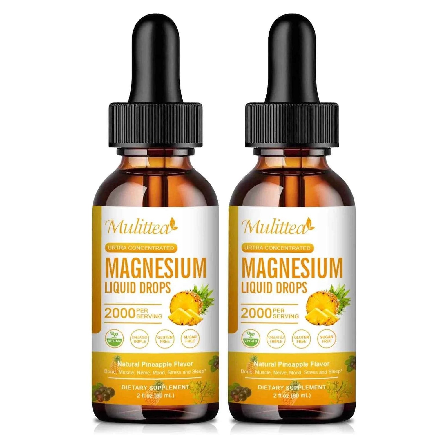 Mulittea Magnesium Glycinate Drops In Pineapple Flavor For Calming Mood, Muscles  Sleep, Promoting Nerves and Relaxation