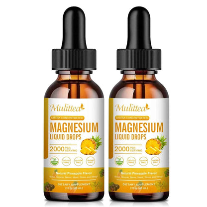 Mulittea Magnesium Glycinate Drops In Pineapple Flavor For Calming Mood, Muscles  Sleep, Promoting Nerves and Relaxation