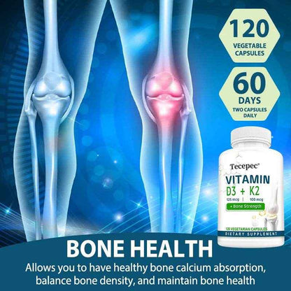 Vitamin D + Vitamin K Supplement, Supports Joint, Bone, Immune &amp; Heart Health, Improves Calcium Absorption, 120 Tablets