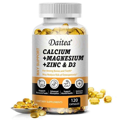 Calcium, Magnesium, Zinc + Vitamin D3 for Healthy Teeth, Bones and Muscles, Heart and Nervous System Health, Immune Function
