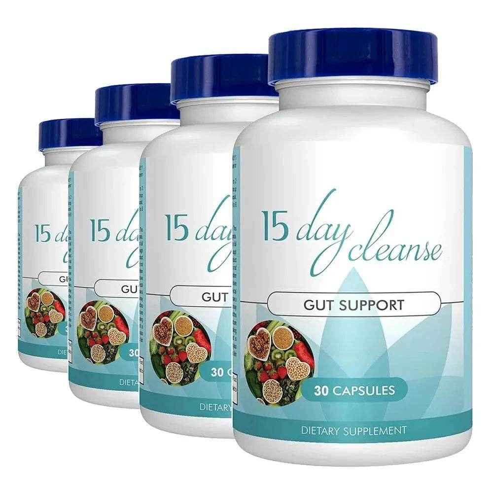 Gut Health Supplements - Improve Digestive Comfort 15 Day Cleanse Detox Gut &amp; Colon Support Capsules