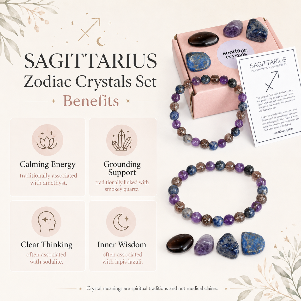SAGITTARIUS Zodiac Crystal Kit, Sagittarius Birthstones Tumbled Stone Set, Sagittarius Gifts  DestGlow