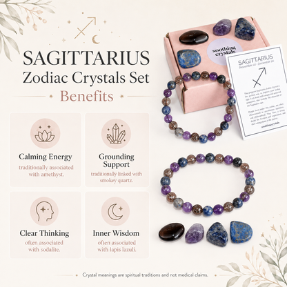 SAGITTARIUS Zodiac Crystal Kit, Sagittarius Birthstones Tumbled Stone Set, Sagittarius Gifts  DestGlow