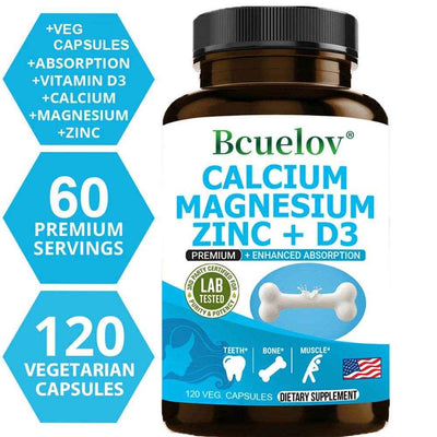 Calcium Magnesium Zinc Vitamin D3 Supplement, Helps Bones, Muscles and Nerve Function, Immune Function and Overall Health