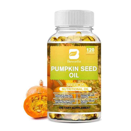 BEWORTHS Pumpkin Seed Oil Capsules for Brain Boost Prostate Urinary Function &amp;Cardiovascular Health Hair Growth Boost Metabolism