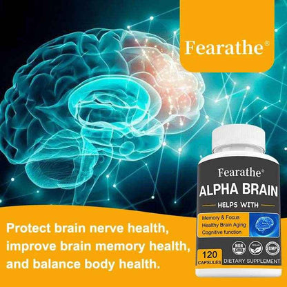 Fearathe Alpha Brain Supplement - Memory, Mental Clarity and Cognition with Vitamin B6, Focus Capsules, Non-GMO