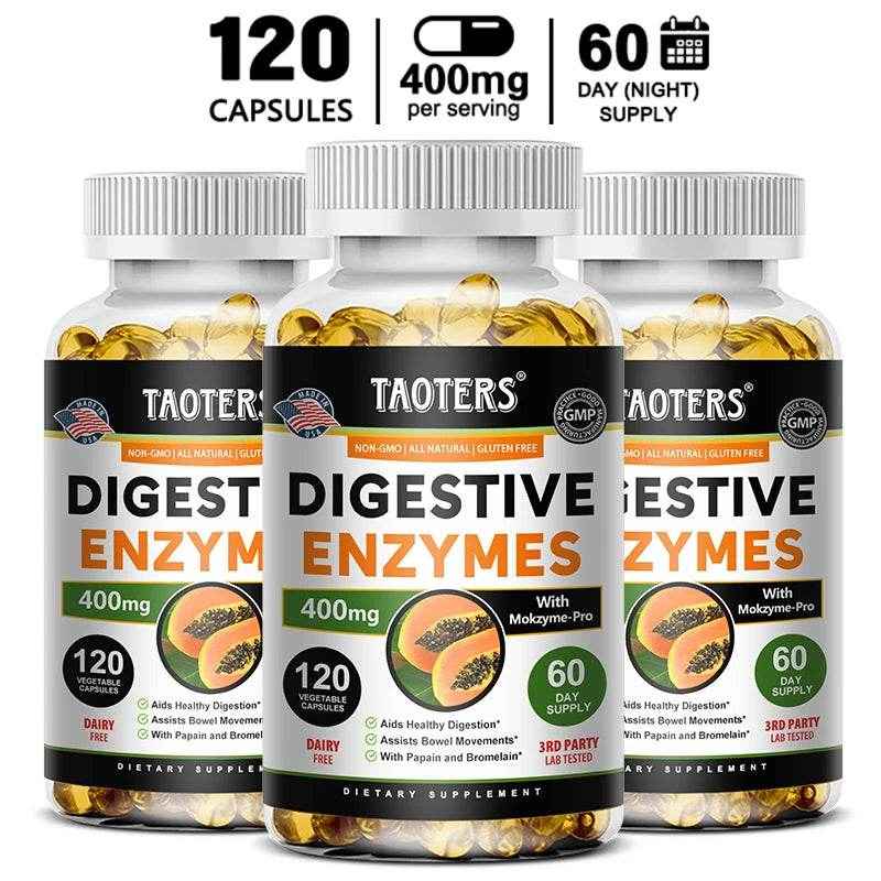 Digestive Enzyme Supplement, Beneficial Bacteria Support Immune, Digestive &amp; Cardiovascular Health, 60 Capsules