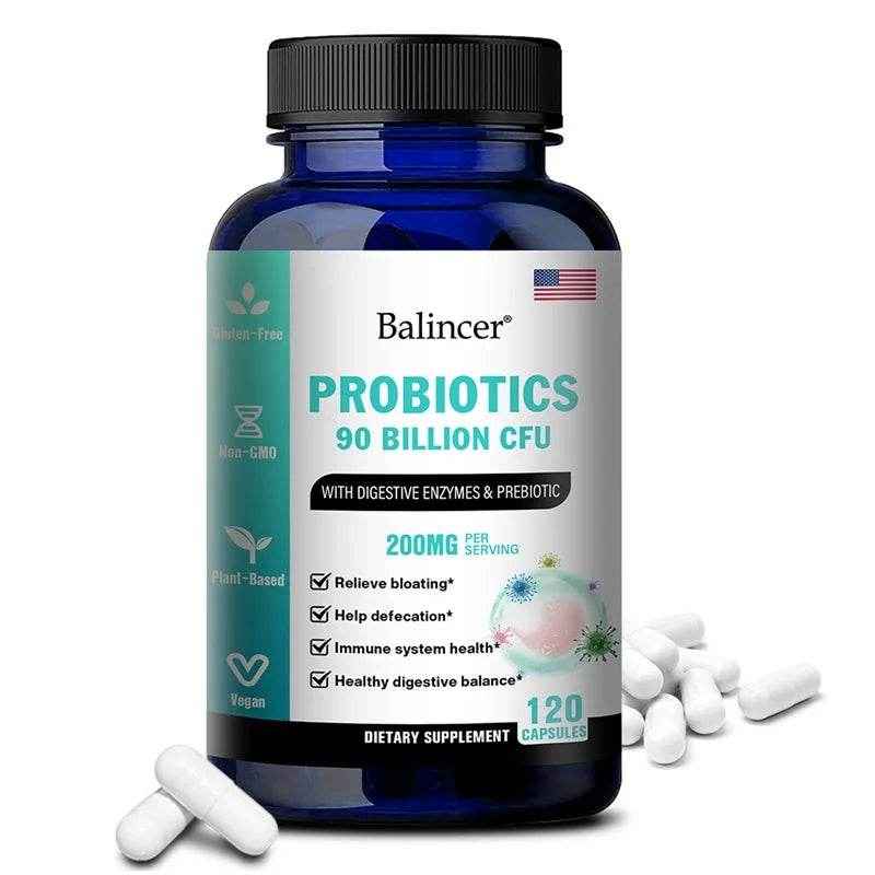 Balincer Probiotic 90 Billion CFU with Digestive Enzymes &amp; Prebiotics To Support Bloating, Improved Gut, Immunity and Digestion