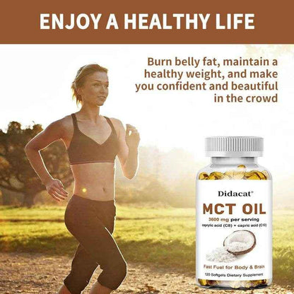 MCT Oil 3600 mg C8 C10 Capsules Ketogenic Fuel Focus, Promote Brain and Body Health, Non-GMO Coconut