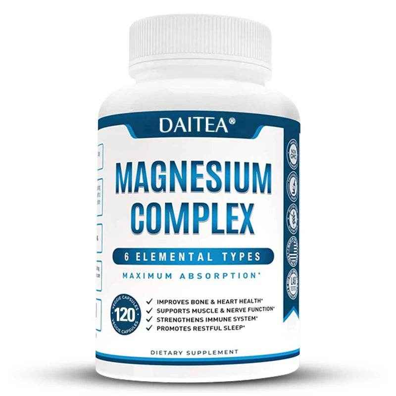 High Absorption Magnesium Complex Capsules - Dietary Supplement for Muscle, Bone, Nerve Health, Non-GMO - 120 Capsules