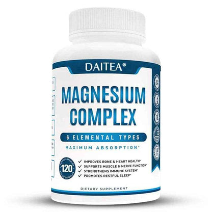 High Absorption Magnesium Complex Capsules - Dietary Supplement for Muscle, Bone, Nerve Health, Non-GMO - 120 Capsules