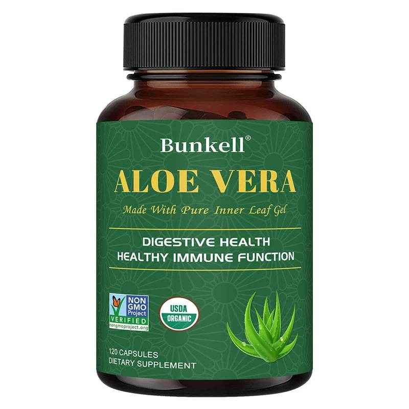 Aloe Bioactive Organic Leaf Supplement - Organic Freeze Dried Aloe 180 mg, Detox Cleanse, Gut Health, 120 Capsules