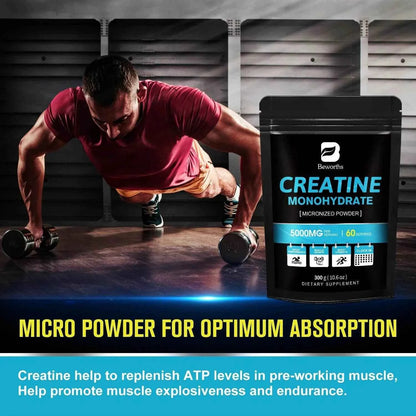 BEWORTHS 300g Creatine Monohydrate Fitness Supplements Build Muscles Muscle Endurance, Non-GMO, Gluten-Free
