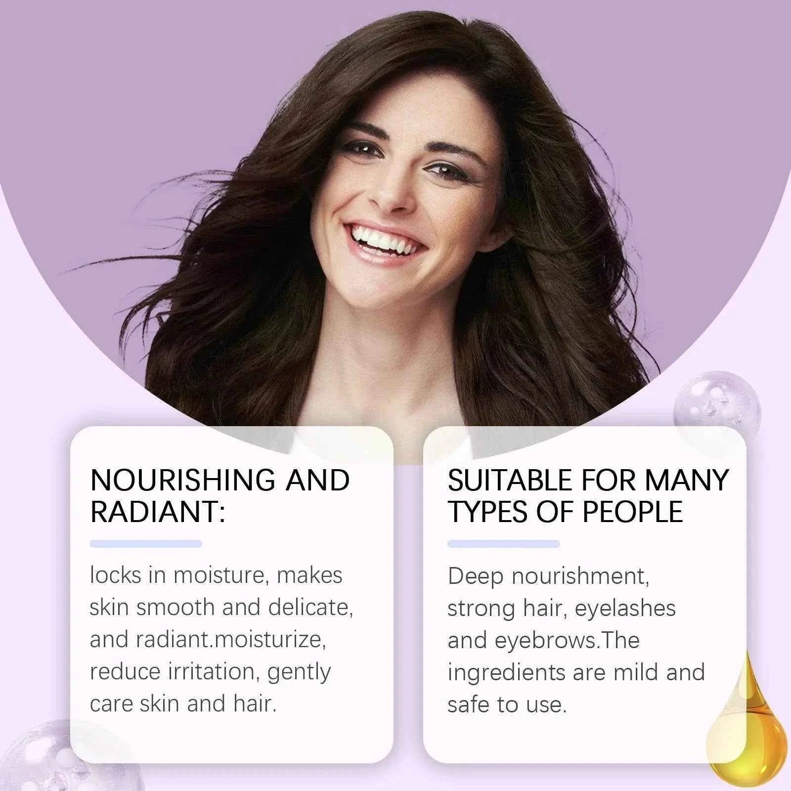 Black Castor Oil Essential Oil Makes Hair Smooth and Shiny. Multi-effect Care Essential Oil Suitable for Body Hair and Eyelashes