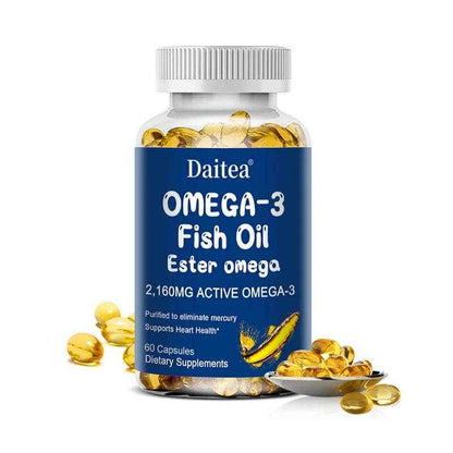 Omega 3 Fish Oil Dietary Supplement with DHA EPA to Support Eyes, Heart, Brain and Immune System