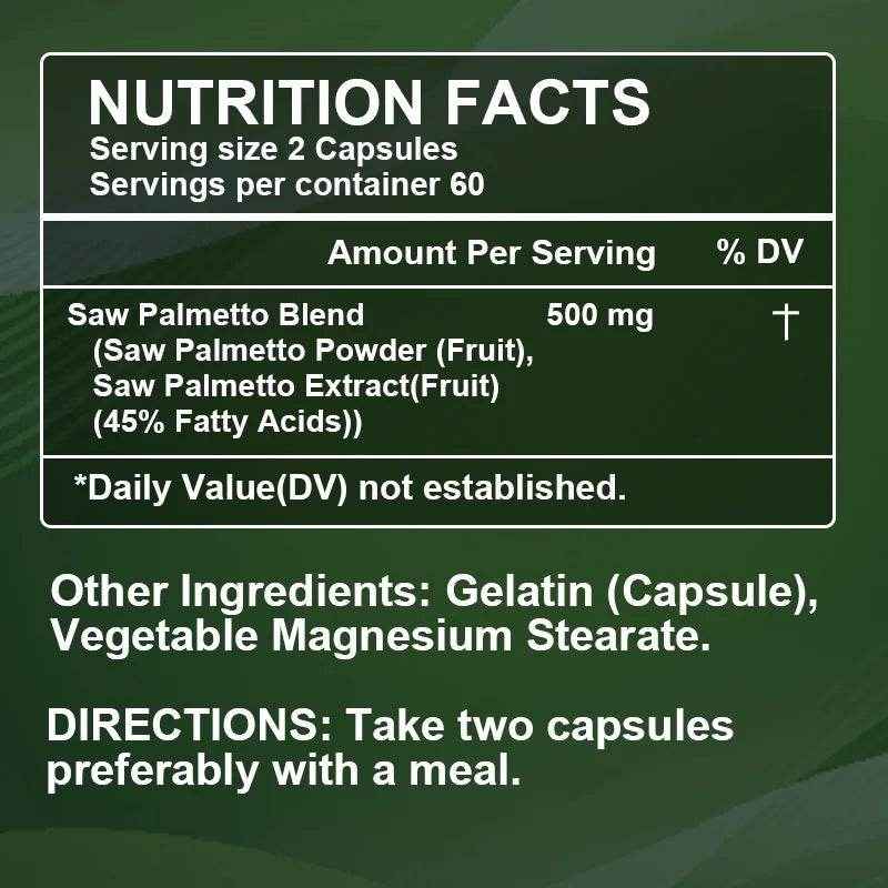 BEWORTHS Saw Palm Capsules Support Male Prostate Health ,Urinary Tract Health Enhance Vitality Support Hair health Hair Growth