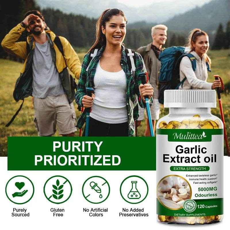 Mulittea Tasteless Garlic Oil Extract Capsules Helps Enhance immunity Cellular Detox for Men and Women