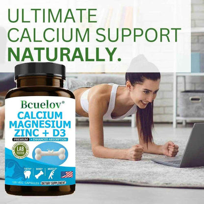 Calcium Magnesium Zinc Vitamin D3 Supplement, Helps Bones, Muscles and Nerve Function, Immune Function and Overall Health