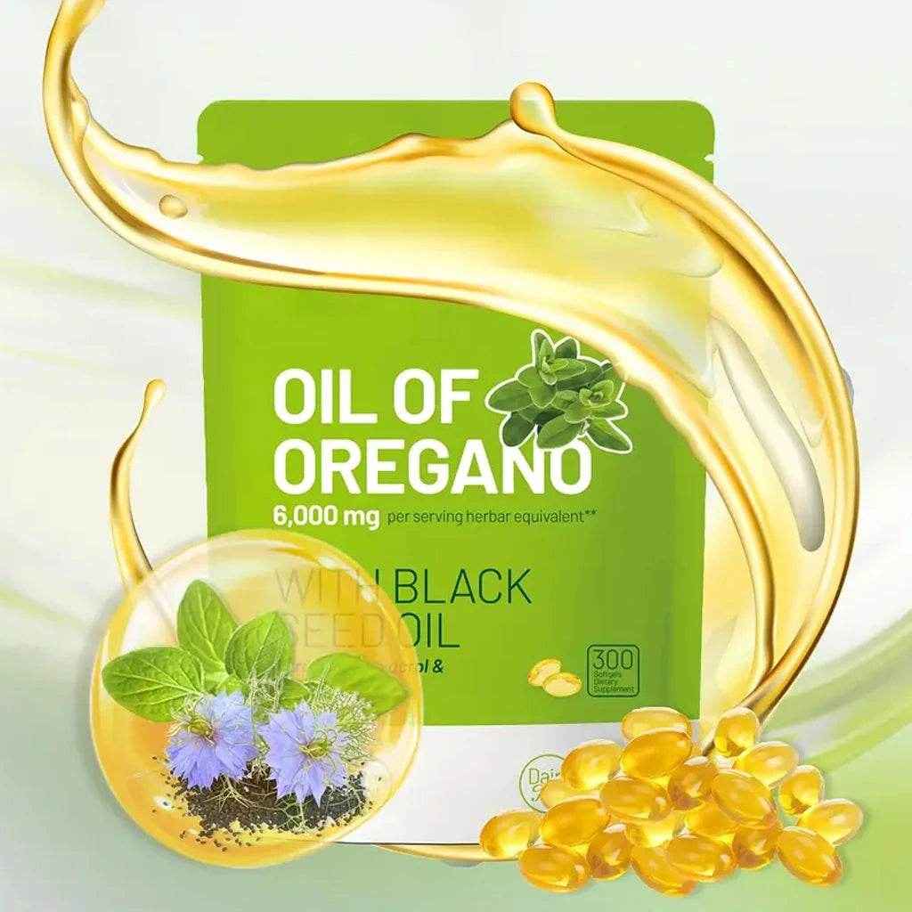 300 Capsules Oil Of Oregano with Black Seed Oil - Natural Antioxidants for Fitness Nutritional Support - Highly Effective