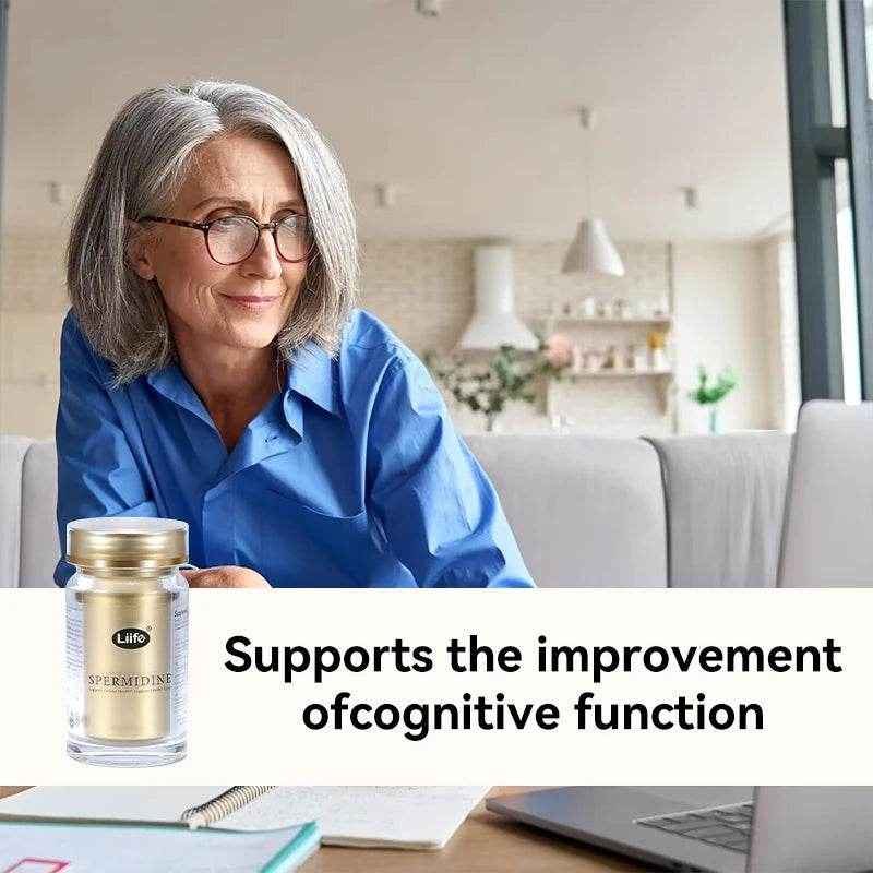 Liife Spermidine+NAD-60 capsules to support young cells,energy and antioxidants,regulate cholesterol and improve memory,From USA