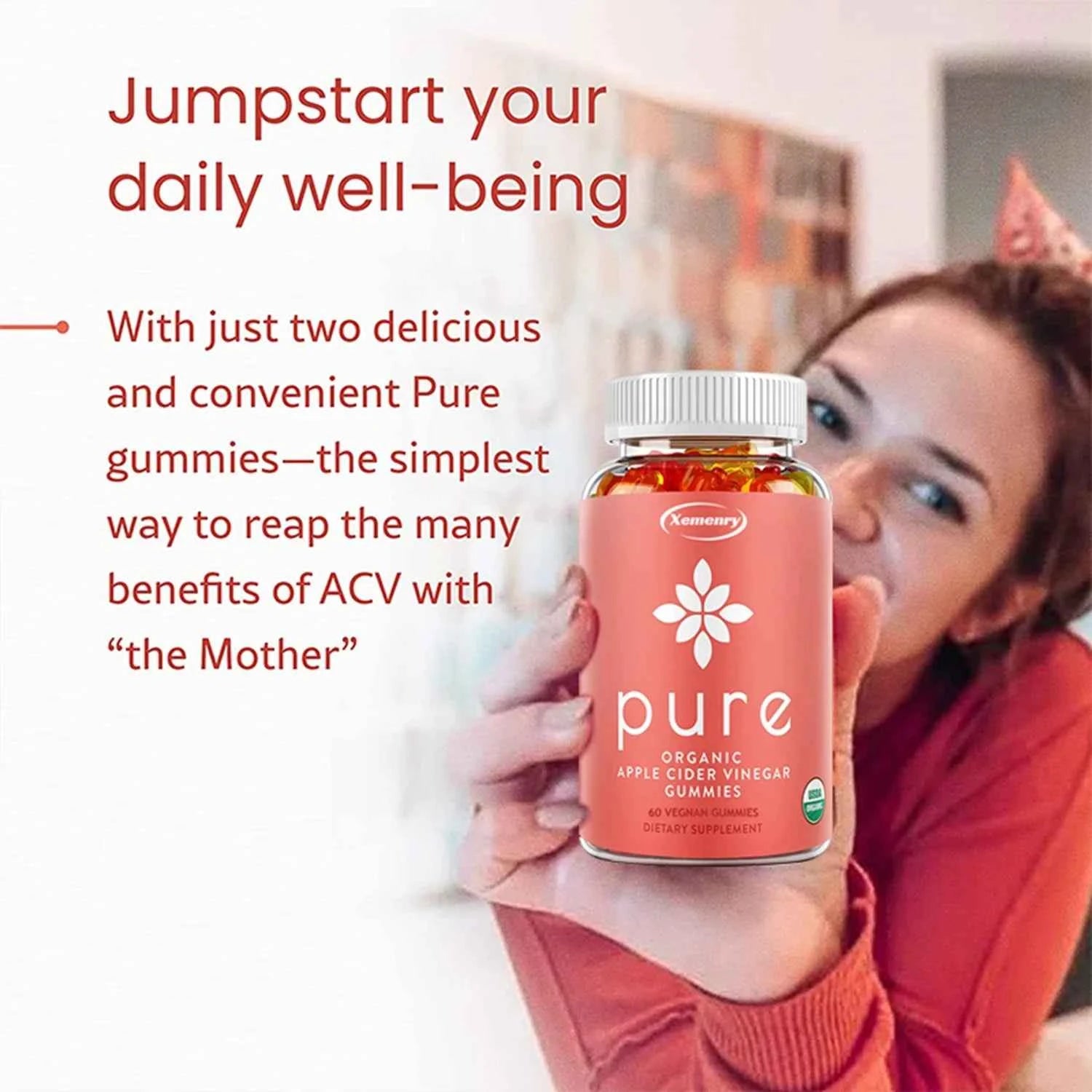 Pure Apple Cider Vinegar - Weight Management, Metabolism Boost, Fat Burning, Appetite Suppressant, Detoxification - 60 Gummies