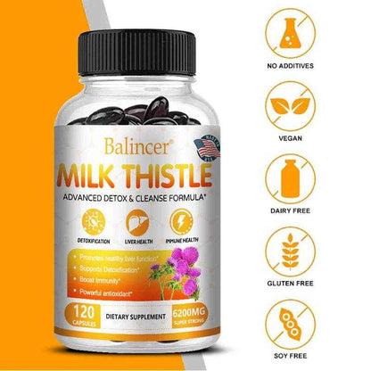 Balincer Milk Thistle Extract Supplement 6200mg - Liver Health, Detoxification - Antioxidants, Non-GMO, Gluten-Free