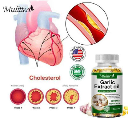 Mulittea Tasteless Garlic Oil Extract Capsules Helps Enhance immunity Cellular Detox for Men and Women