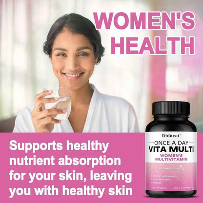 Multivitamin Supplement for Women with Iron, Folic Acid, Biotin and Calcium To Help Immunity and Cellular Energy, Bone Health