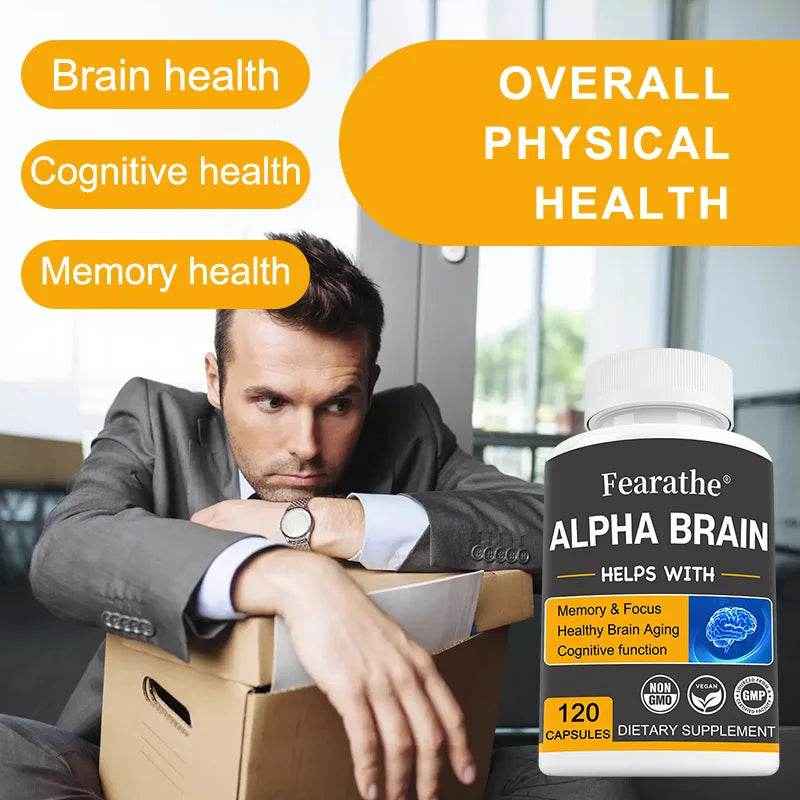 Fearathe Alpha Brain Supplement - Memory, Mental Clarity and Cognition with Vitamin B6, Focus Capsules, Non-GMO